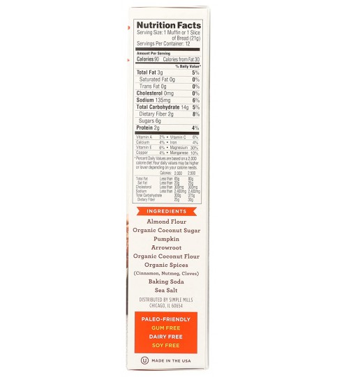 Simple Mills Almond Flour Muffin Mix Pumpkin Gluten Free (6x9Oz) Simple Mills Almond Flour Muffin Mix Pumpkin Gluten Free (6x9Oz)
