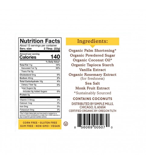 Simple Mills Sim Vanilla Frosting (6X10 OZ) Simple Mills Sim Vanilla Frosting (6X10 OZ)