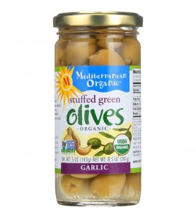 Mediterranean Organics Green Stuffed Garlic Olives (12x8.5 Oz) Mediterranean Organics Green Stuffed Garlic Olives (12x8.5 Oz)
