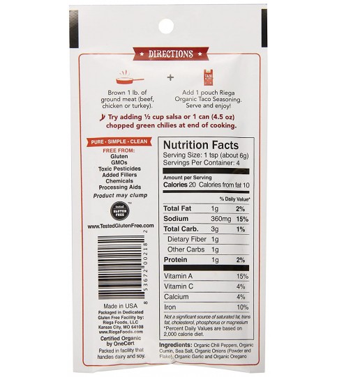 Riega Foods Taco Seasoning Mix (8X0.9 OZ)