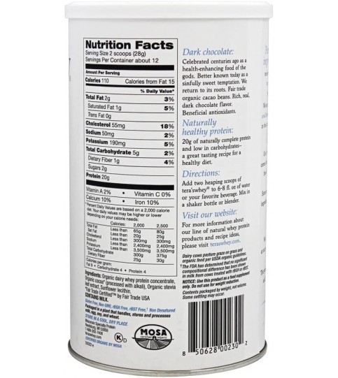 Tera's Whey Organic Dark Chocolate Whey Protein (1x12Oz) Tera's Whey Organic Dark Chocolate Whey Protein (1x12Oz)