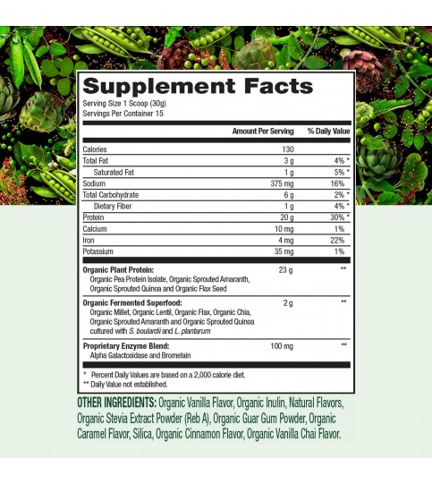 PlantFusion Plant Protein Organic Vanilla Chai 1 lb PlantFusion Plant Protein Organic Vanilla Chai 1 lb