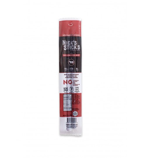 Nick's Sticks Spicy 100% Grass-Fed Beef Snack Sticks (25x1.7 OZ)