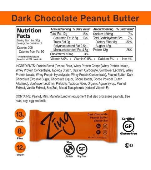 Zing Bars Chocolate Peanut Butter (12x1.7Oz) Zing Bars Chocolate Peanut Butter (12x1.7Oz)