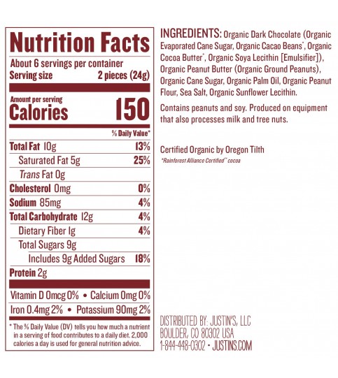 Justin's Organic Dark Chocolate Peanut Butter Cups (6x4.7 OZ) Justin's Organic Dark Chocolate Peanut Butter Cups (6x4.7 OZ)