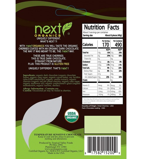Next Organics Organic Dark Chocolate Cherries (6x4 OZ) Next Organics Organic Dark Chocolate Cherries (6x4 OZ)
