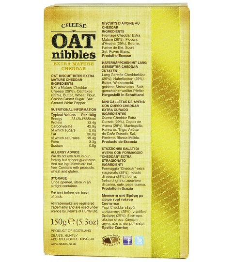 Dean's of Scotland Cheese Oat Nibbles Extra Mature Cheddar (10x5.3 OZ)