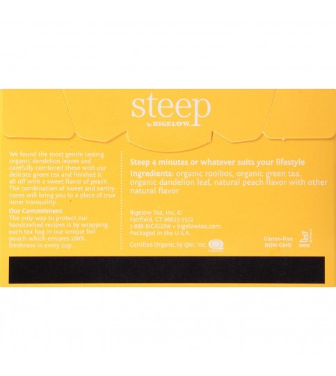 Bigelow Steep Organic Dandellion & Peach Rooibos & Green Tea (6x20 BAG ) Bigelow Steep Organic Dandellion & Peach Rooibos & Green Tea (6x20 BAG )