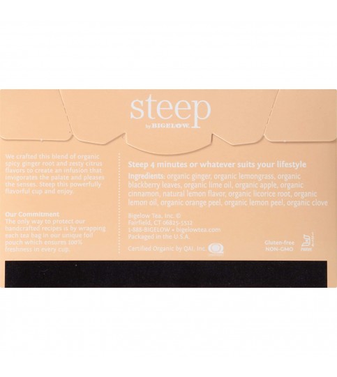 Bigelow Steep Organic Lemon Ginger Tea (6x20 BAG ) Bigelow Steep Organic Lemon Ginger Tea (6x20 BAG )