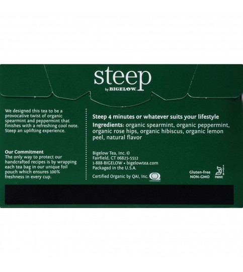 Bigelow Steep Organic Mint Herbal Tea Caffeine Free (6x20 BAG ) Bigelow Steep Organic Mint Herbal Tea Caffeine Free (6x20 BAG )