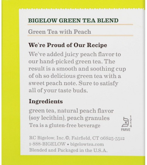 Bigelow Green Tea with Peach (6x20 EA) Bigelow Green Tea with Peach (6x20 EA)