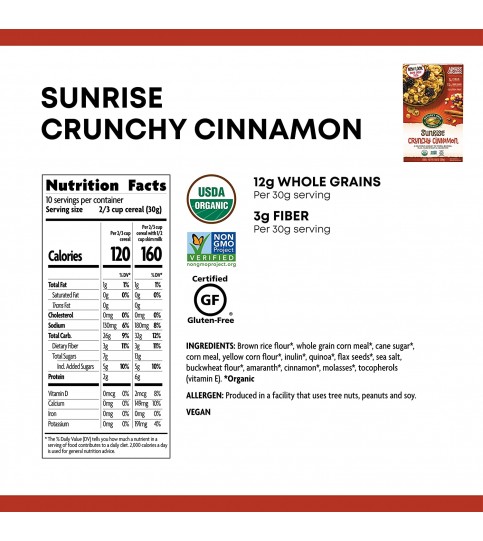 Nature's Path Sunrise Crunchy Cinnamon Cereal (12x10.6 OZ) Nature's Path Sunrise Crunchy Cinnamon Cereal (12x10.6 OZ)