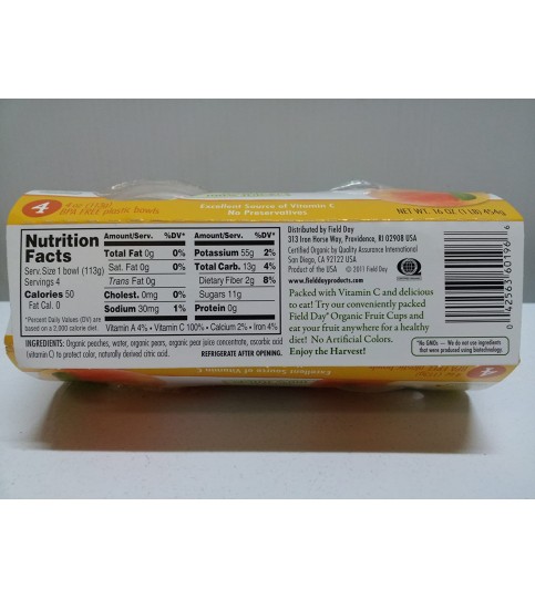 Field Day Organic Diced Peaches & Pearscups (6x4PK ) Field Day Organic Diced Peaches & Pearscups (6x4PK )